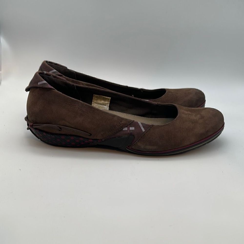 Merrell Elles‎ Coffee Bean 8 Leather Ballet Flats Slip On Shoes Ortholite Qform